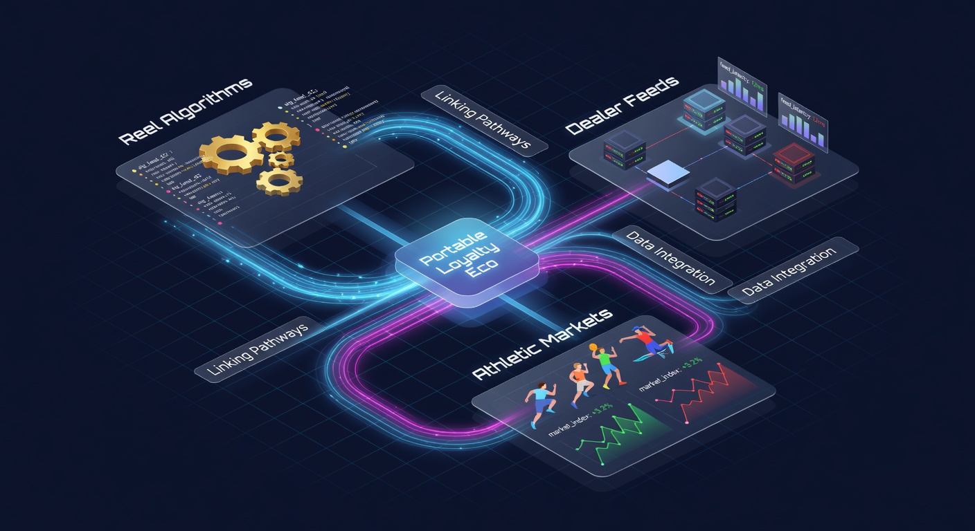 Mobile interface displaying unified loyalty dashboard with data flows between slots, live dealers, and sports betting sections