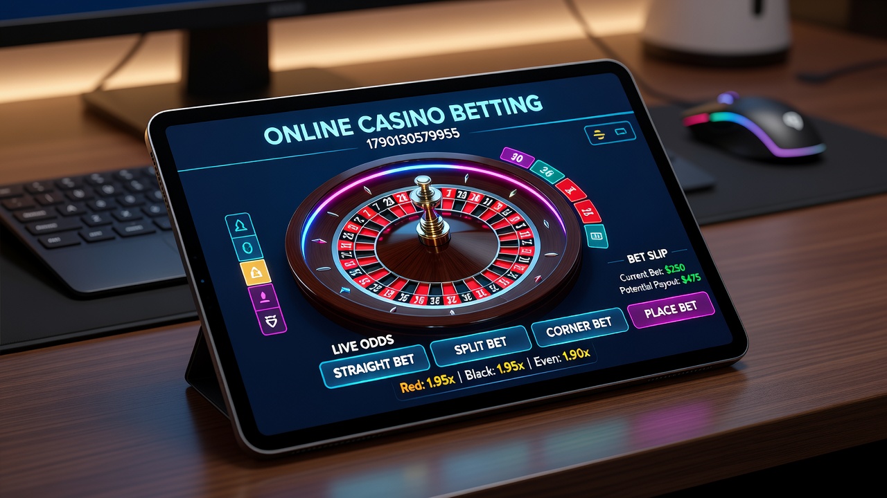 Technological setup for online casino betting including servers and live streaming equipment