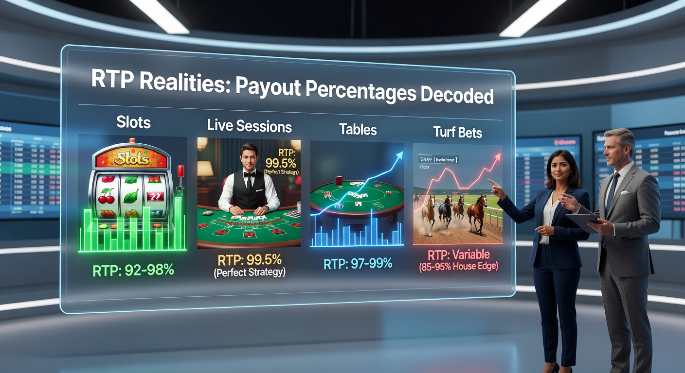 Live dealer at a blackjack table dealing cards under bright studio lights, with RTP stats and betting chips visible on screen overlays